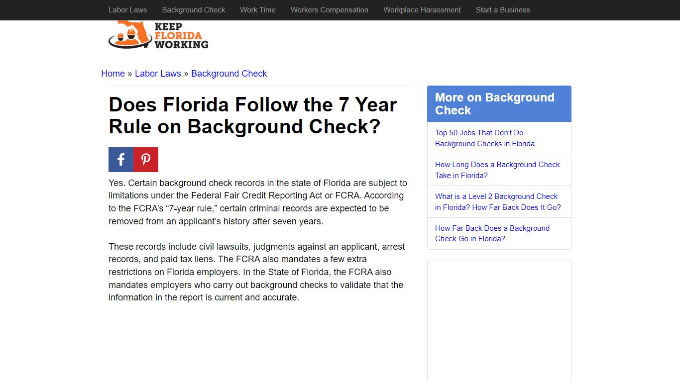 Does Florida Follow the 7 Year Rule on Background Check?