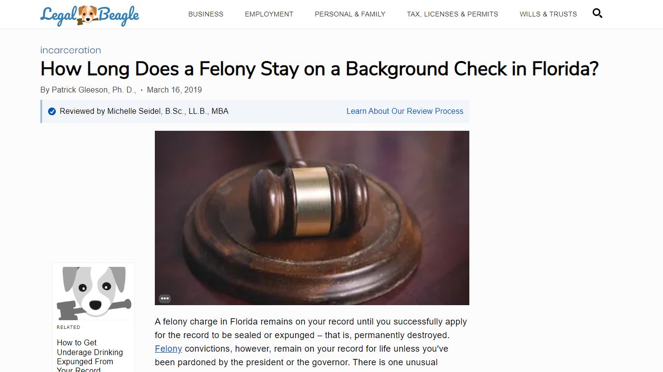 How Long Does a Felony Stay on a Background Check in Florida?